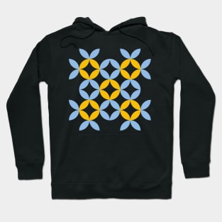 Light blue and yellow Eastern European folk art pattern Hoodie